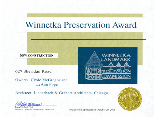 Liederbach & Graham: Winnetka Preservation Award 2015